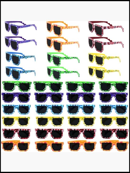 36 Pack Pixel Sunglasses Retro Gamer Eyewear Party Favors main image 7